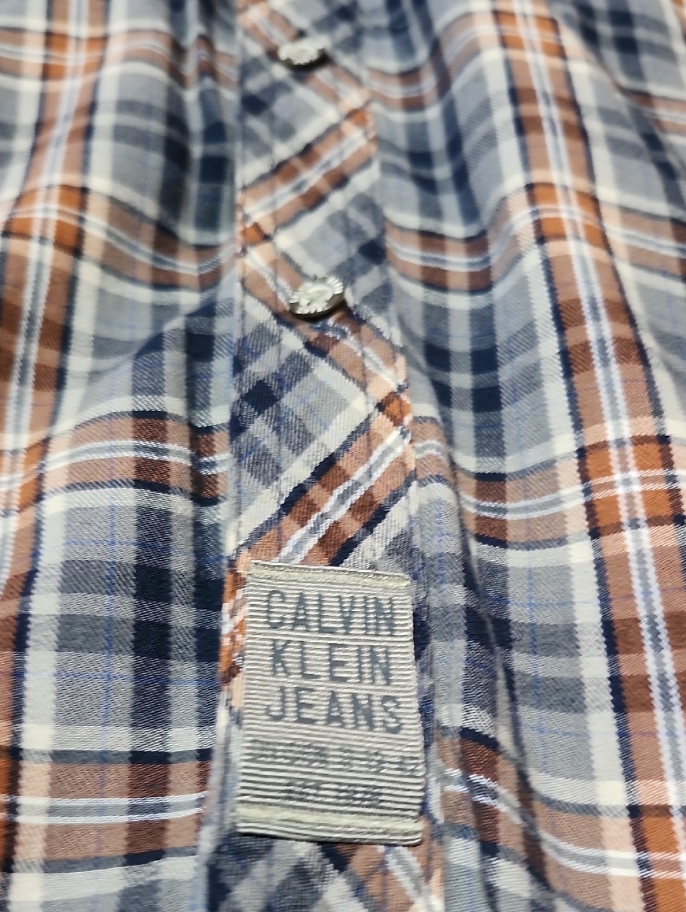 VINTAGE CALVIN KLEIN PLAID BUTTON-DOWN LONG-SLEEVE WESTERN SHIRT - Picture 6 of 14